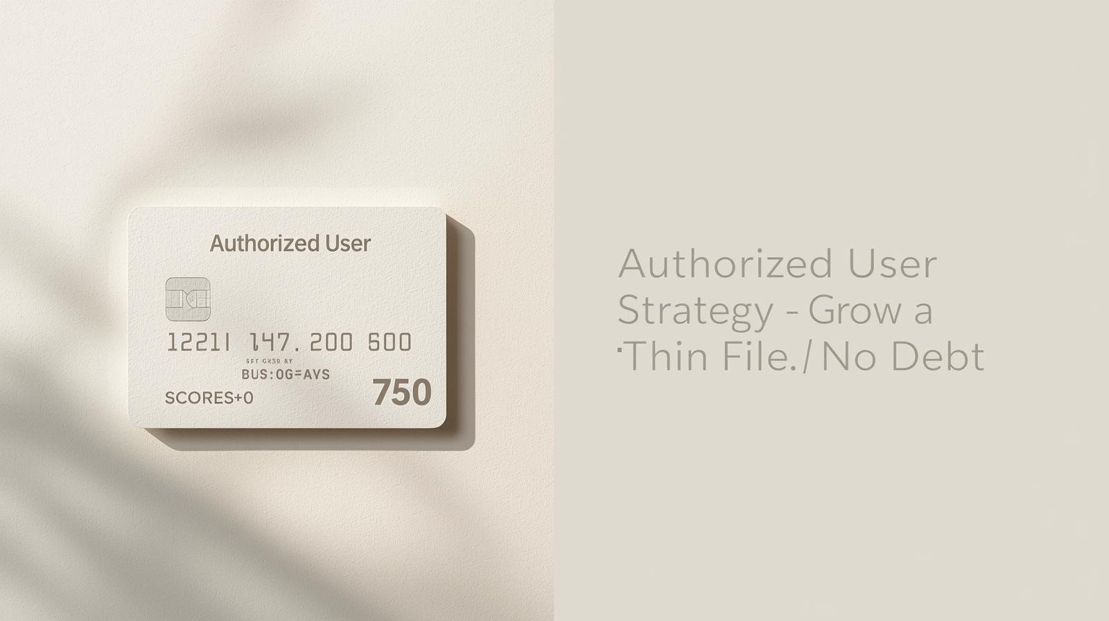 Authorized user card mockup beside an improving credit score dial