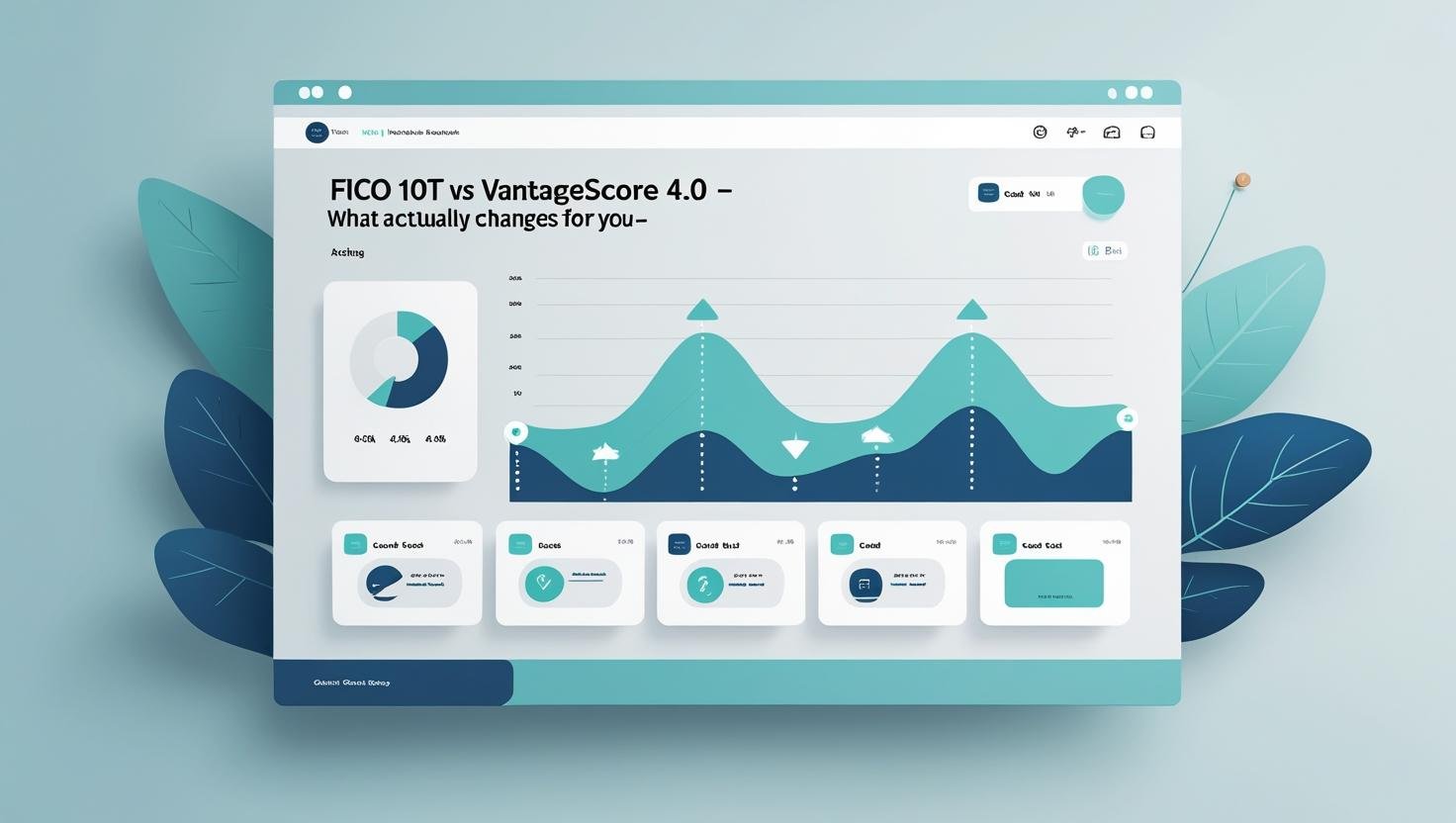 FICO 10T vs VantageScore 4.0 cover illustration with credit dashboard graphics