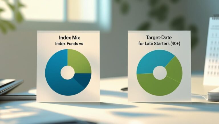 Side-by-side charts comparing index and target-date funds