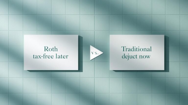 Side-by-side Roth vs Traditional IRA decision visual