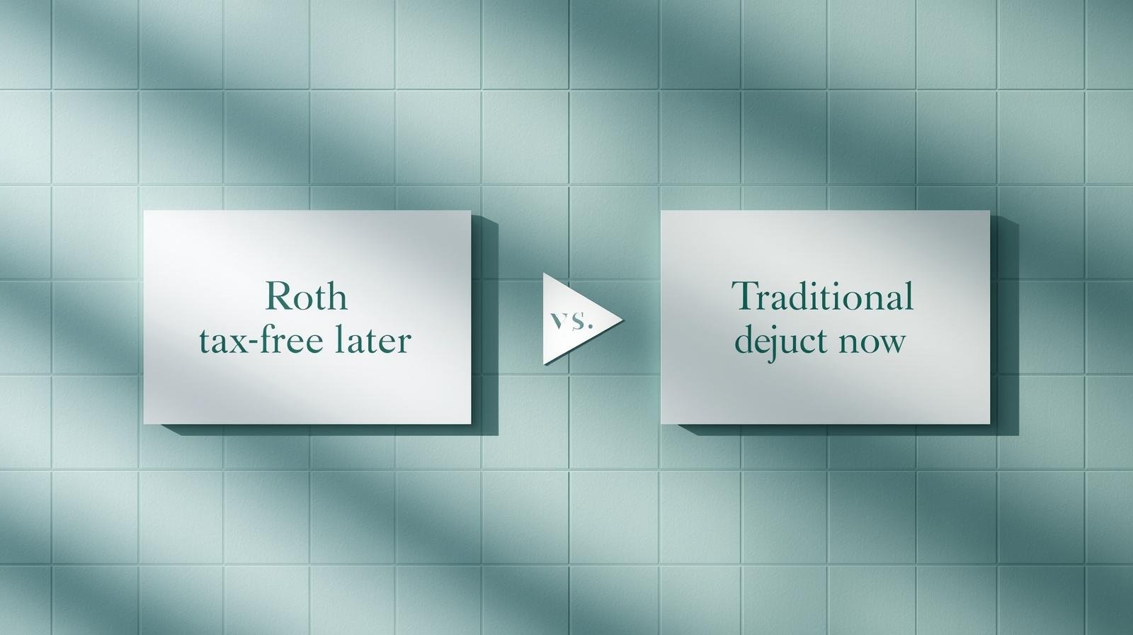 Side-by-side Roth vs Traditional IRA decision visual