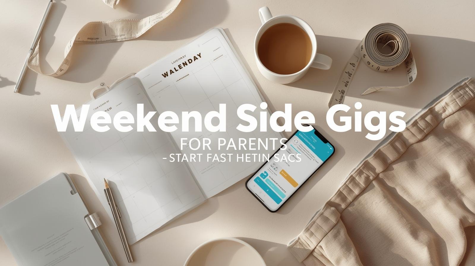 Weekend planner, coffee, simple tools, and a phone booking alert