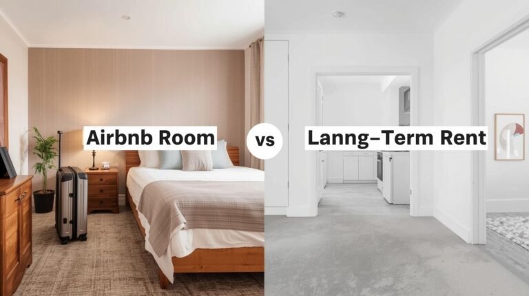 Cover image comparing Airbnb room and long-term rental.