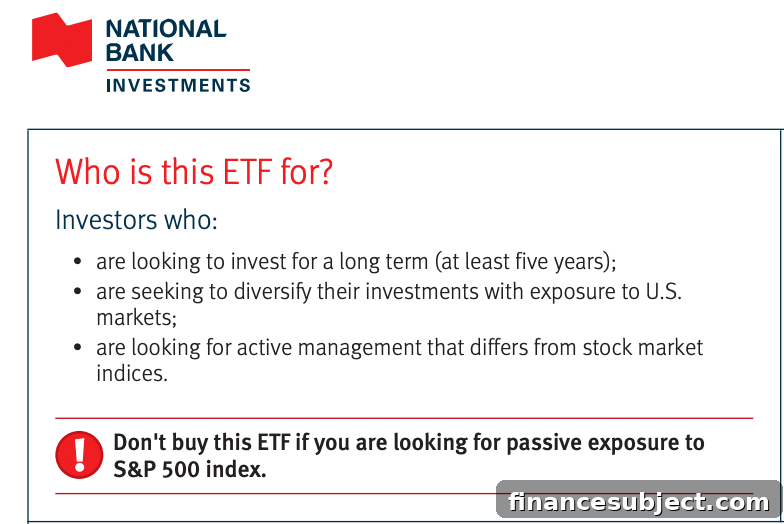 Excerpt from a National Bank Investments ETF Facts document