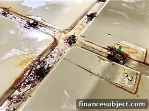 Close-up of corroded battery casing