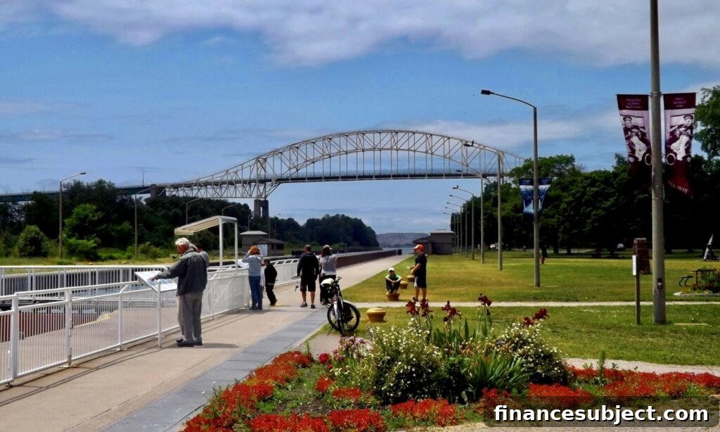 A view of the Sault Ste. Marie International Bridge in Sault Ste. Marie, Ont.
