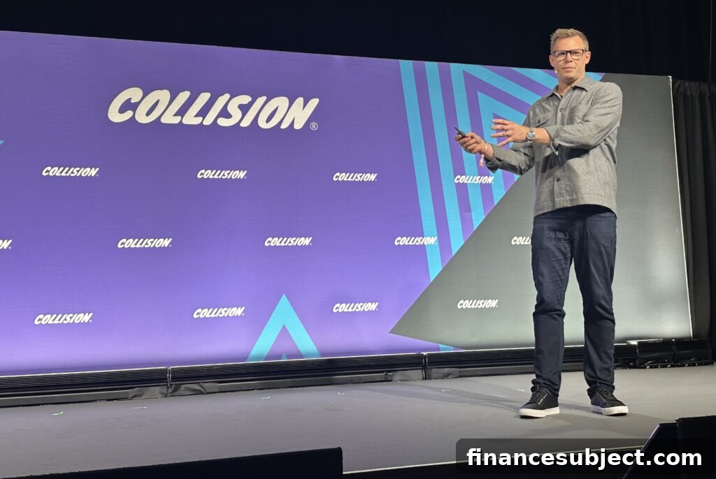 Lucas Matheson on stage at the Collision tech conference