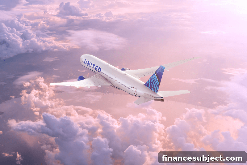 A United Airlines plane in the sky