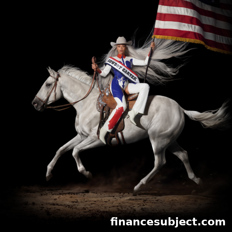 Cover art from Beyonce's album Cowboy Carter, showing the singer on a horse
